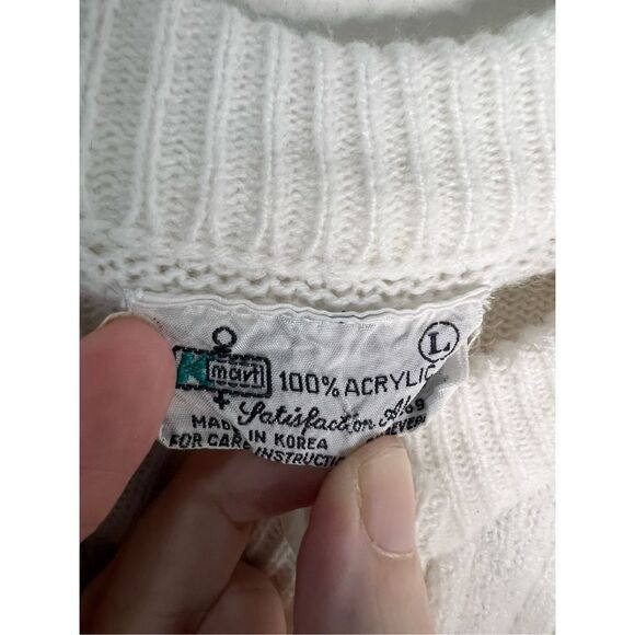 Vintage K-Mart White Button Up Knit Cardigan With Pockets - Picture 4 of 5